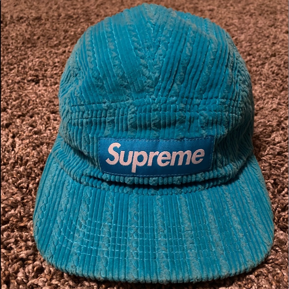 Light blue corduroy supreme strapback hat